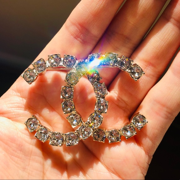 CHANEL Jewelry - Chanel NIB CC Crystal Brooch Champagne tone